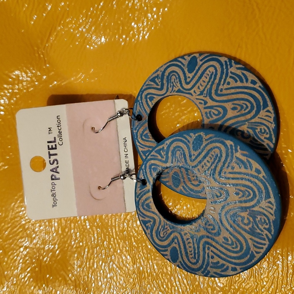 Aqua/Teal large pierced earrings